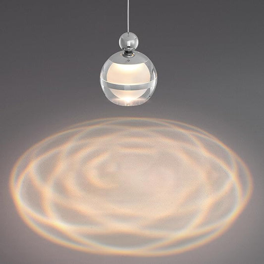 Modern Kitchen Pendant Lights, 1-Light Chrome Silver Globe Acrylic Ceiling Hanging Pendant Light Fixtures, LED Pendant Lights Kitchen Island for Dining Room Living Room Bedroom Bathroom