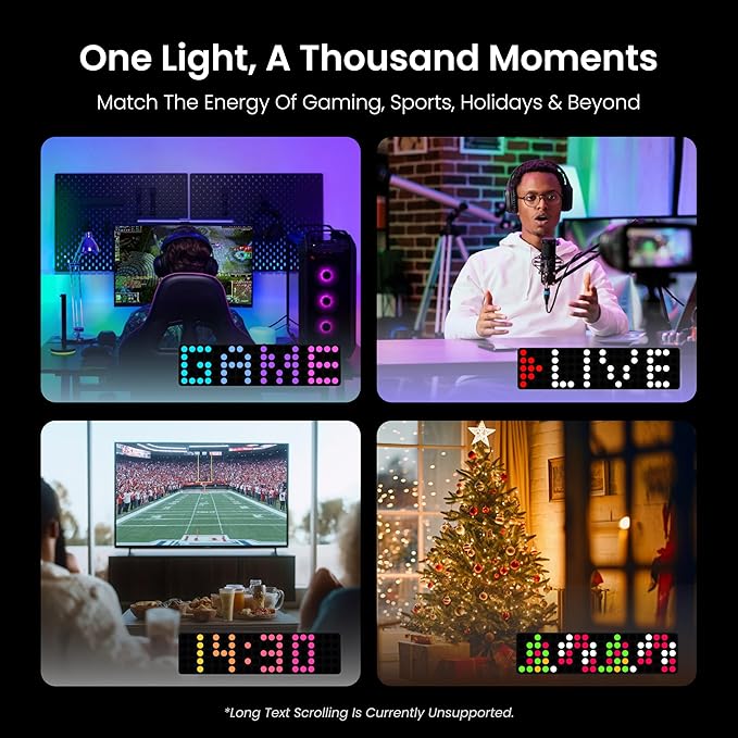 YEELIGHT Smart LED Pixel Table Lamp, DIY Desk Lamp 16M Colors, Music Sync RGB+IC Display for Clock/Emoji, Compatible with Alexa & Matter, App Control, 2.4GHz WiFi, Gaming Room & Bedroom Decor