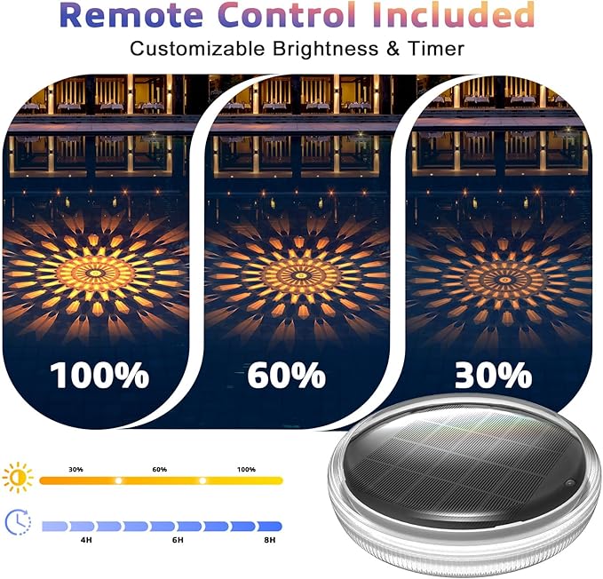 Solar Floating Pool Lights – Waterproof LED Pool Lights That Float with Remote, 9 Colors & 3 Modes, Tether-Ready Design, Auto-On at Dusk for Hot Tub, Garden, Party, Pond Decor, Ground Pool (2 Pack)