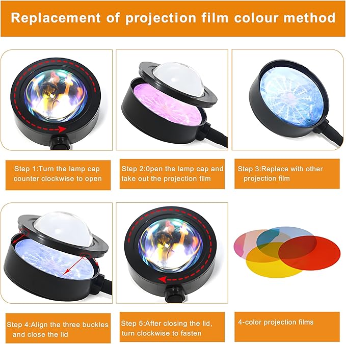Sunset Lamp Projector, Sunset Light with 16 Colors Changing Projector LED Lights Floor Lamp Room Decor Night Light for Party Bedroom Decor, 360 Degree Rotating Rainbow Sunlight Lamp