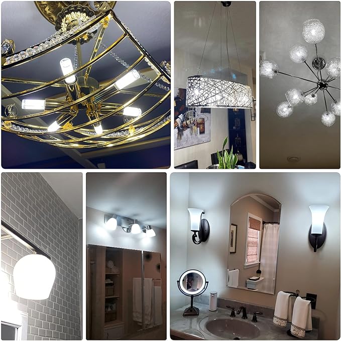 ALIDE E11 Led Bulbs Dimmable Daylight,JDE11 120V 50W Halogen Candelabra Bulbs Equivalent,T3 T4 Mini Base JD E11 Bulb, 6000K Bright White 5W E11 for Chandeliers, Ceiling Fan, Table Lamps,4Pack