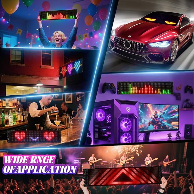 Devil Eyes for Car Windshield 14.7" x 3.6"- Dynamic RGB Car Accent Lights, Wireless App Control & DIY Text- Easy Peel-and-Stick Installation Warning Lights Universal Fit for Cars, Trucks