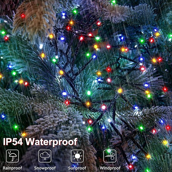 Dual Color Changing String Lights Battery, 2 Pack Total 20Ft 400 LED Cluster String Lights with Timer 11 Modes Firecracker Christmas Lights for Tree Garden Decor (Warm White & Multicolor)