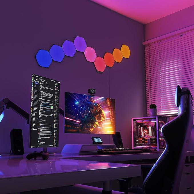 Nanoleaf Shapes LED Wall Lights, RGBW Smart Wall Panels with 16M+ Color, Compatible with Alexa & Google Assistant, Music Sync, Screen Mirror, Wall Lights Expansion Pack (Black Hexagons 3 Pack)