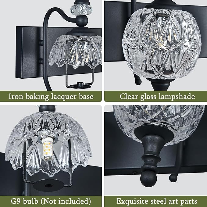 Modern Crystal Bathroom Vanity Lights Fixtures Over Mirror Black Vintage 5-Lights 36 Inch Bathroom Light Fixtures Glass Crystal Vanity Lights