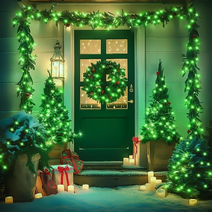 JMEXSUSS 250 LED Green Christmas String Lights Indoor, 91.5ft Connectable Green LED Light Outdoor Waterproof, 8 Modes Christmas Lights Plug in for ST Patricks Day Tree Decoration