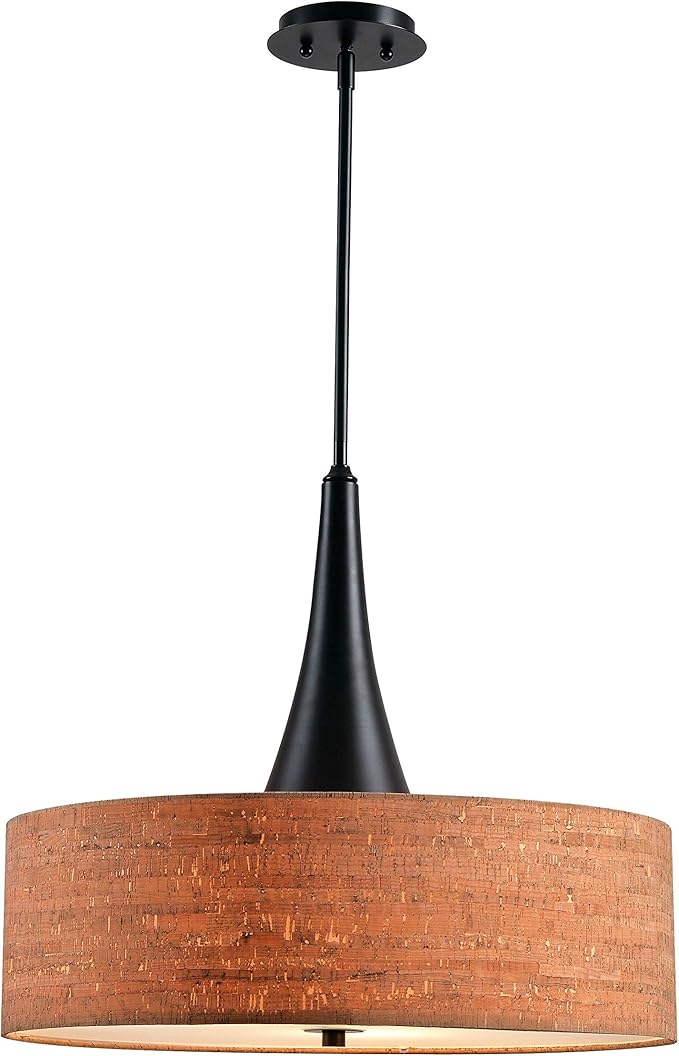 Kenroy Home 93013ORB Bulletin 3 Light Pendant with Tan Finish, Casual Style, 19.5" Height, 22" Width, 22" Depth