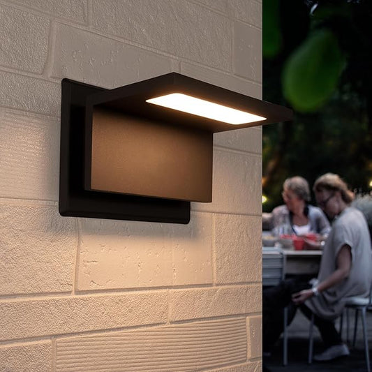 Lustrlach Outdoor Wall Sconce Light Fixture for House Modern LED Front Porch Light Wired 680LM IP54 Waterproof Black Exterior Wall Mount Lamp for Patio Garage Garden