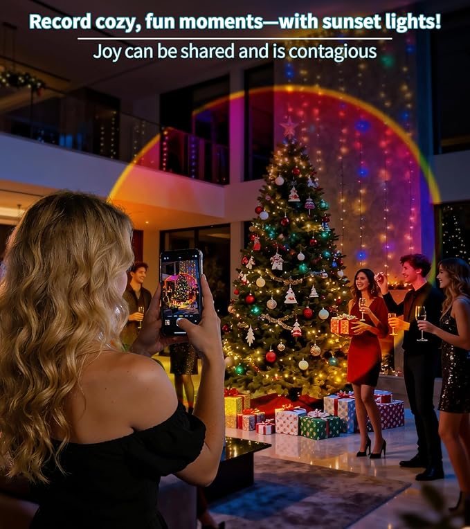 Sunset Lamp Projector,Multicolor Changing Night Light 360 Degree Rotation Rainbow Led Sun Lamp for Photography Backgrounds,Party,TikTop Live,Christmas Gifts,Home Decor,Mood Lighting