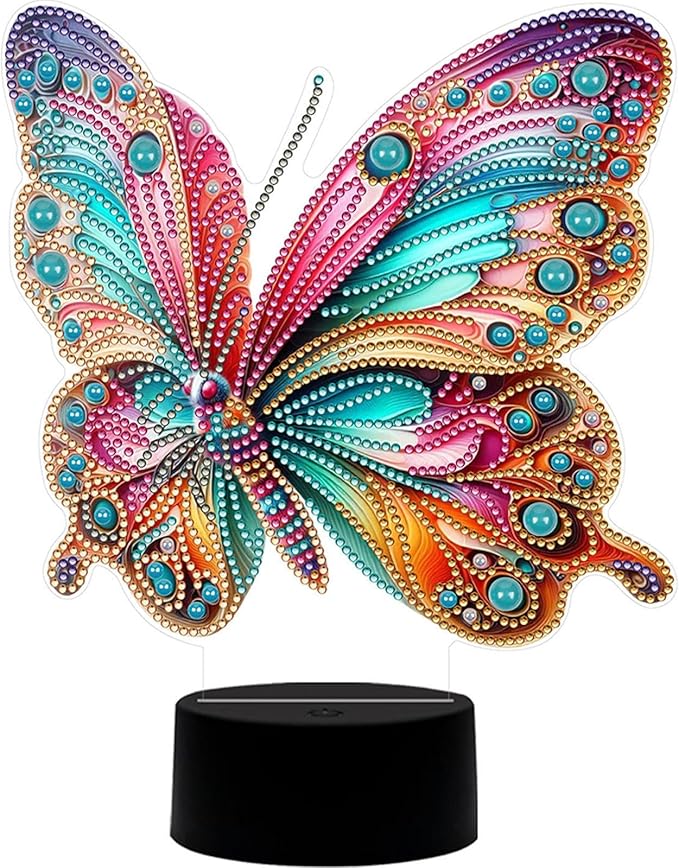 Butterfly Diamond Art Painting Night Light,Diamond Art Painting Kits Desktop Touch Lamp Ornaments for Tabletop Decor Diamond Art Accessories for Adult Beginner Bedrooms Living Room