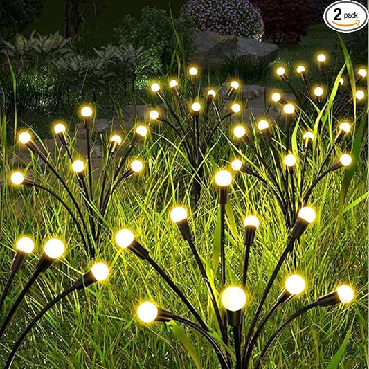 Solar-Powered Firefly Lamp, Solar Powered Courtyard Lights, Outdoor Waterproof, Swaying in The Wind, Garden Lawn Terrace Channel Decorative Lights, Decorative Gardening Gifts (2 Pack(16LED))