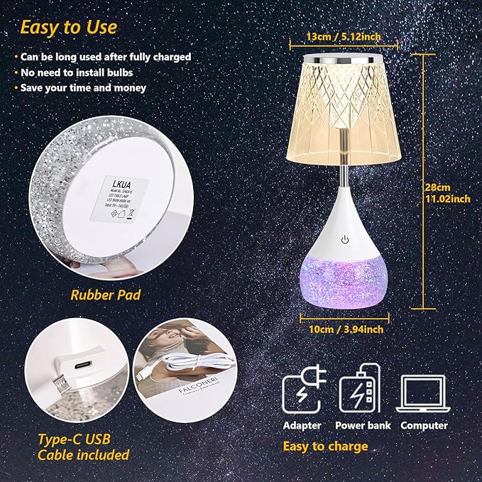 7-Color Changing LED Night Light - Soothing Mood Lamp for Bedroom, Living Room & Office - Relaxing Flashing Glass Decoration Light ((Decorative Art))
