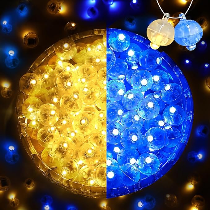200Pcs Mini Led Lights with Hooks, Long Standby Time Balloons Light, Mix Colors for Party Decorations, Paper Lantern Easter Eggs Birthday Wedding Halloween Christmas Decoration(Warm and Blue)