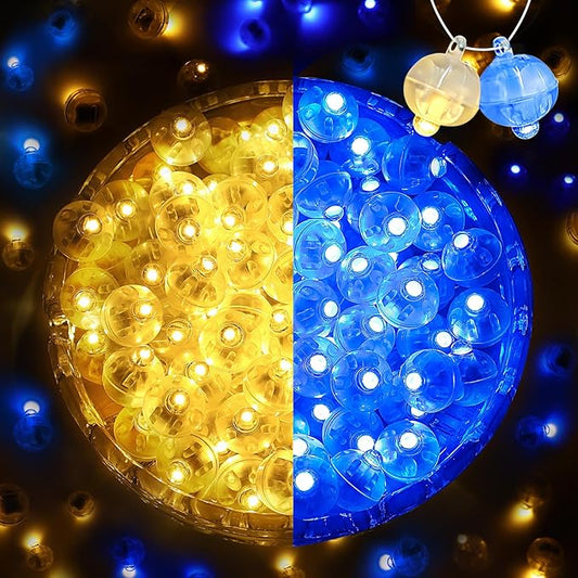 200Pcs Mini Led Lights with Hooks, Long Standby Time Balloons Light, Mix Colors for Party Decorations, Paper Lantern Easter Eggs Birthday Wedding Halloween Christmas Decoration(Warm and Blue)