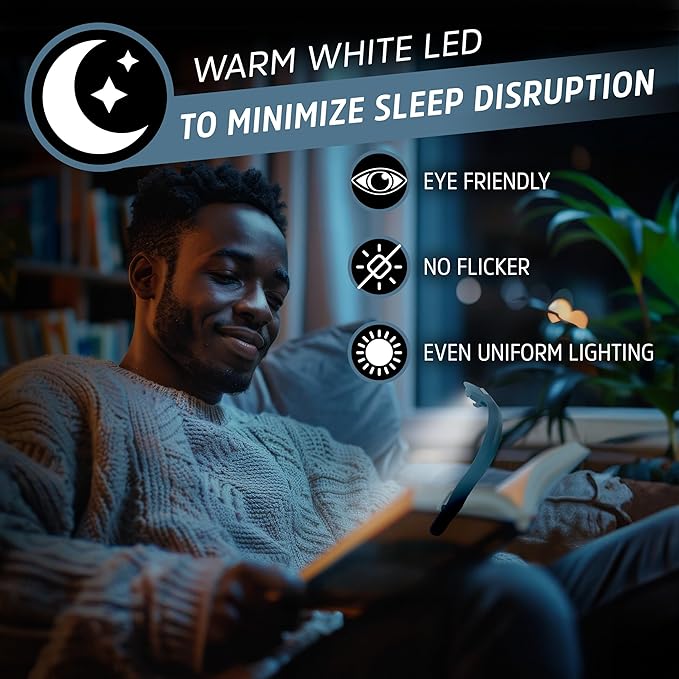 Energizer Flex-R LED Rechargeable Book Light for Reading in Bed, Reading Light with Warm LED Color, Long-Lasting and Lightweight,Blue