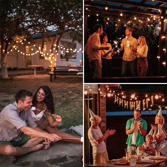 E12/C7 Base LED Replacement Bulbs for ST38 Outdoor String Lights - Not Solar, Vinatge 1W LED Shatterproof Bulb, Warm White 2200K, 25 Pack