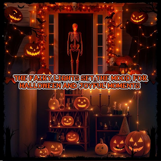 Macarrie 6 PS Orange USB String Lights 33 ft 100 LED Fairy Lights Powered String for Halloween Indoor Outdoor Wedding Party Festival Home Garden Decoration Orange