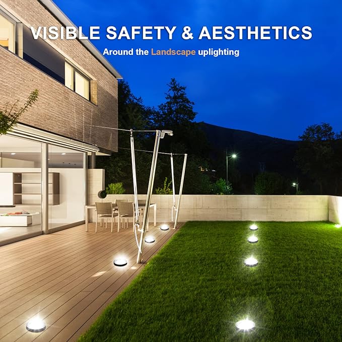 Low Voltage Landscape Well Lights, Outdoor LED Ground Lights for Garden, Lawn Pathway Backyard, Patio Walkway Decor 8Pack Black (Cool White(6000K))
