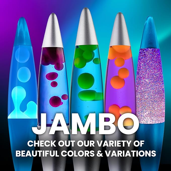 JAMBO 16" Beautiful Lamp- Blue with White/Blue Wax, Relaxing Liquid Light, Night Light Nightlight, Home Decor Living Room Office Bedroom Lamp for Adults Teens Kids, Magma Motion