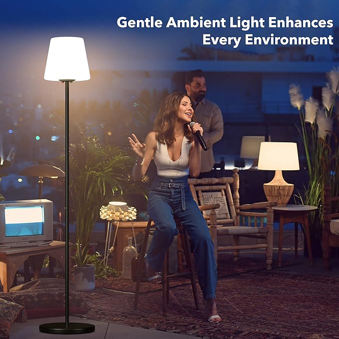 Outdoor Floor Lamp, 100% Solar Powered Floor Lamp for Patio Decks Lawn Pool Garden Outdoor Spaces, Fully Weatherproof