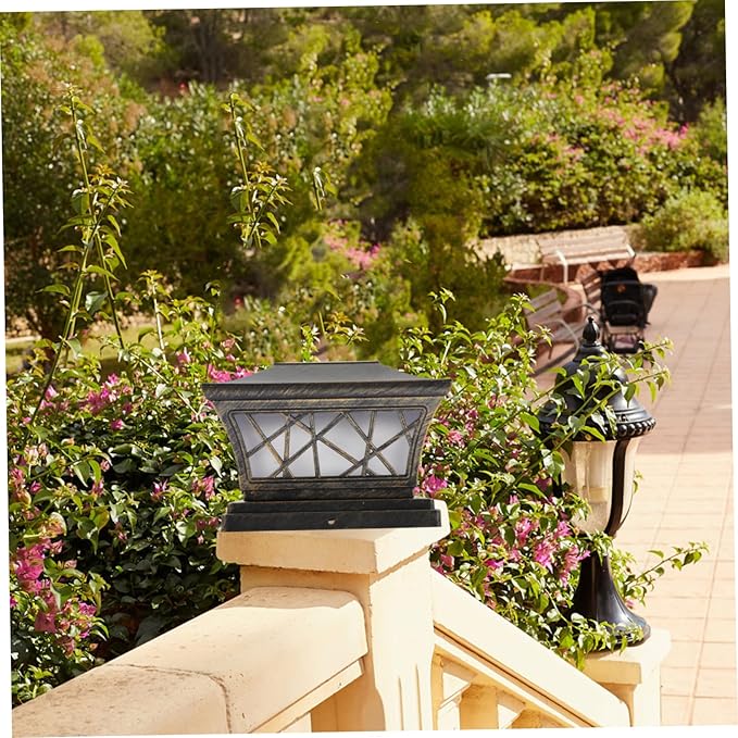 Solar Post Light Outdoor Floor Lamp Decor with High Brightness LED Premium Battery for Garden Courtyard Park Automatic Day Charging and Night Illumination