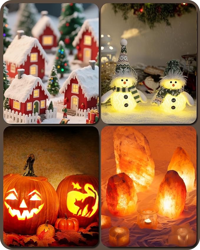 2Pack Christmas Village Lights, Decoration String Lights 10.5Ft with 4 C7 LED Bulbs, Warm, with Male and Female Plugs, for Christmas Snow House,Pumpkin Crafts,Holiday Decoration W03VLP205