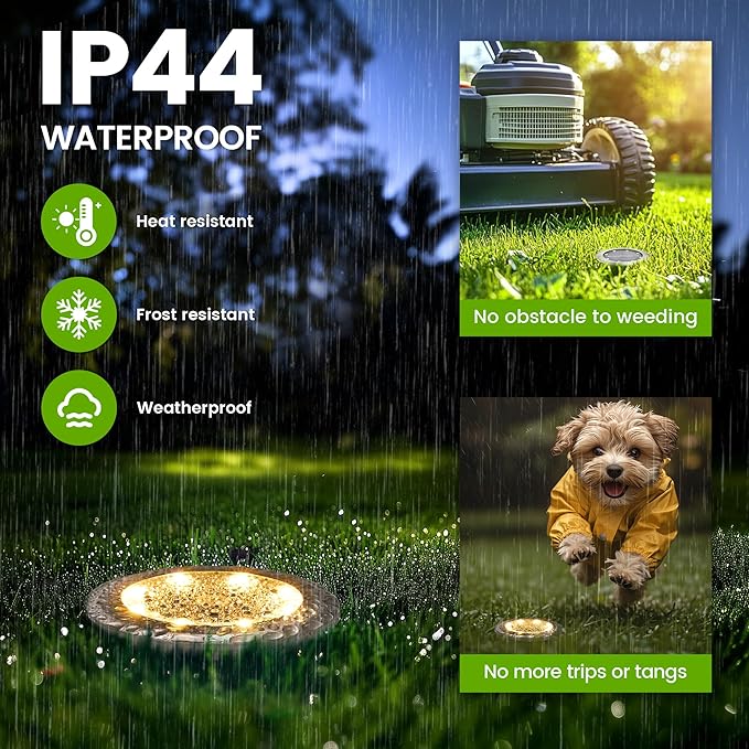 Mini Solar Ground Lights, 16 Pack Solar Powered Pathway Lights, Waterproof Outdoor Light for Garden, Driveway, Walkway, Backyard, Patio (Warm White)