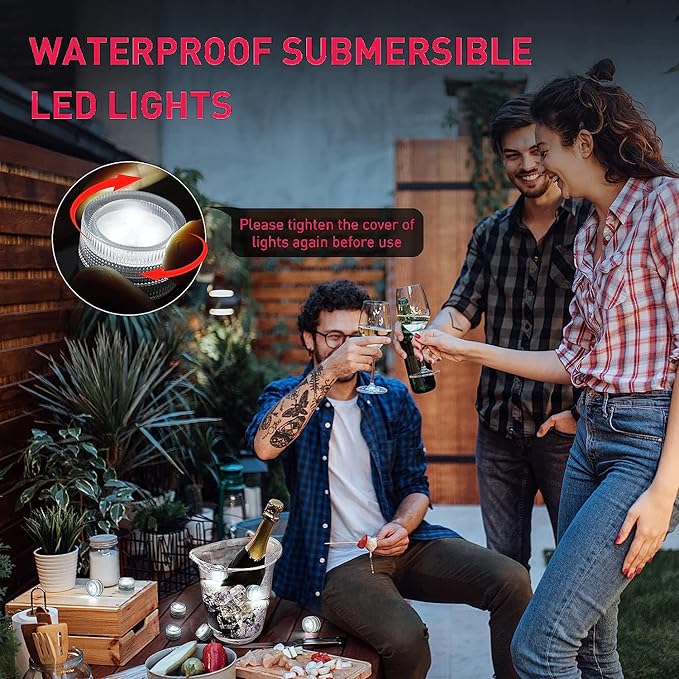 Afoosoo Submersible Xmas Christmas Decorations Lights Candles – 20 Pack Battery Operated LED Fake Candles | Mini Underwater Led Tealight Accent Lights for Pool Pond Wedding Party Decoration (White)