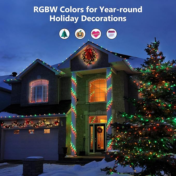 BrizLabs RGB + Warm White Christmas Lights, 98.5FT 300 LED Color Changing String Lights with Remote, Dimmable Twinkle Mini Fairy Light for Indoor Outdoor St Patrick's Day Xmas Halloween Tree Decor