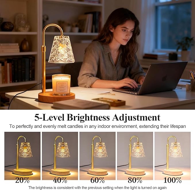 Candle Warmer Lamp with Timer, Birthday Gifts for Women Mom, House Warming Gifts New Home, Wax Melt Warmer for Scented Jar Set of 2