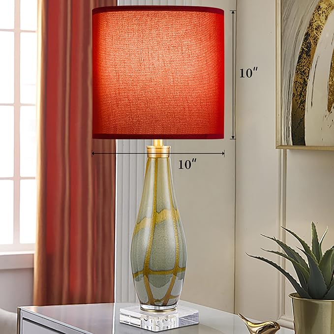 GOSO Small Drum Lampshades Burgundy Retro Red 2 pcs, 10" ×10" Spider Modern Lamp Shades for Wall Lamps,Bedside Lamps and Table Lamps for Bedroom Decoration Replacement,DIY Shade Simple Assembly