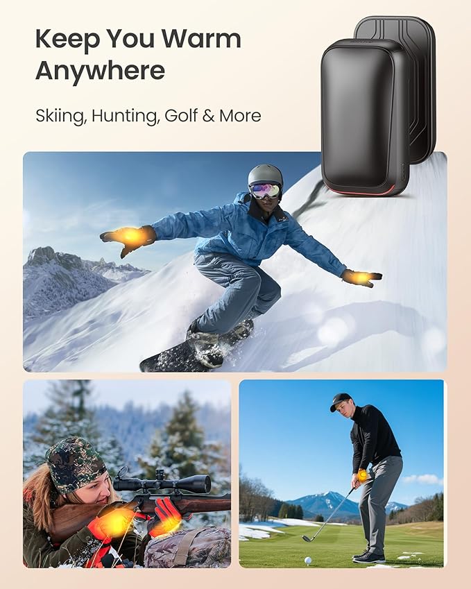 Gaiatop Electric Hand Warmers Rechargeable, Magnetic Pocket Hand Warmer 2-Pack, 3s Fast Heating, Fits in Gloves, Winter Sports Hunting Accessories, Warm Day Gifts for Men Women