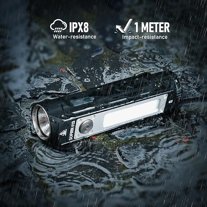 Rechargeable Flashlights High Lumens, Sofirn IF23 4000lm Flashlight 3-in-1 with side white light and RGB mode, IPX8 waterproof,long runtime, magnetic base, suitable for home, emergency, camping