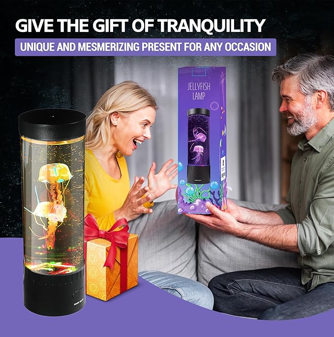 Brewish Jellyfish Lamp (Upgraded Motor 2025),16 Color Changing Mood Lamps, 4 Modes Aquarium Night Light, Artificial Fish Tank with Moving Fish, Sensory Room LED Lights for Autism, ADHD, Excellent Gift