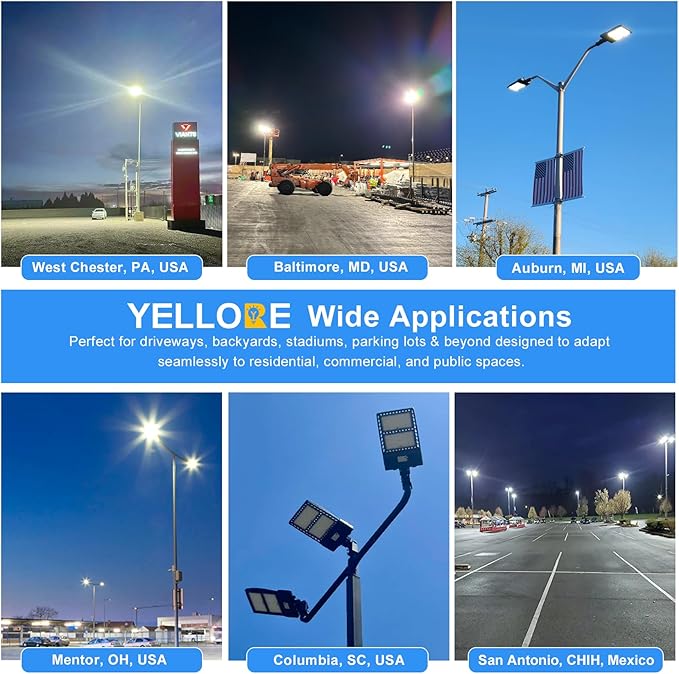 400W LED Parking Lot Light 60000LM UL ETL DLC Listed Commercial Flood Light 400W 320W 240W Adjustable IP65 5000K Street Light Slip Fitter for Stadium Backyard, 100-277V
