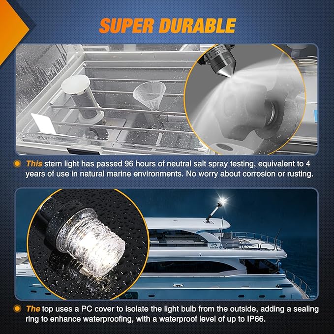 Nilight Marine Boat Stern Light 12Inch White Fold Down Anchor Lights 12V 24V Waterproof 360° Lighting Navigation Lamp for Fishing Sailboat Yacht Pontoon Speedboat Dinghy