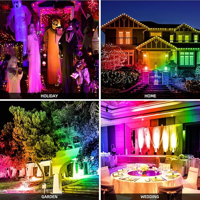RGBW SpotLights Indoor 16 Color Changing Uplights with Remote Control, 110V Dimmable Plug-in Floor Uplighting Indoor for Party Plant Halloween Christmas Decor (2 Pack)