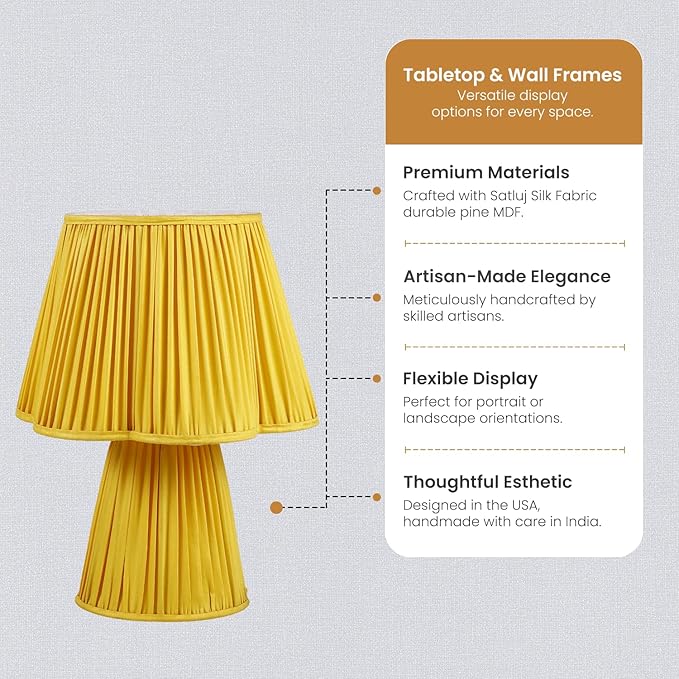 Handicrafts Home Handcrafted Satluj Silk Fabric Table Lamp, 16x21” Modern Farmhouse Accent Table Lamp, Decorative Dome Bedside Nightstand Lamp for Bedroom Living Room, Small Desk Light, Sunflower