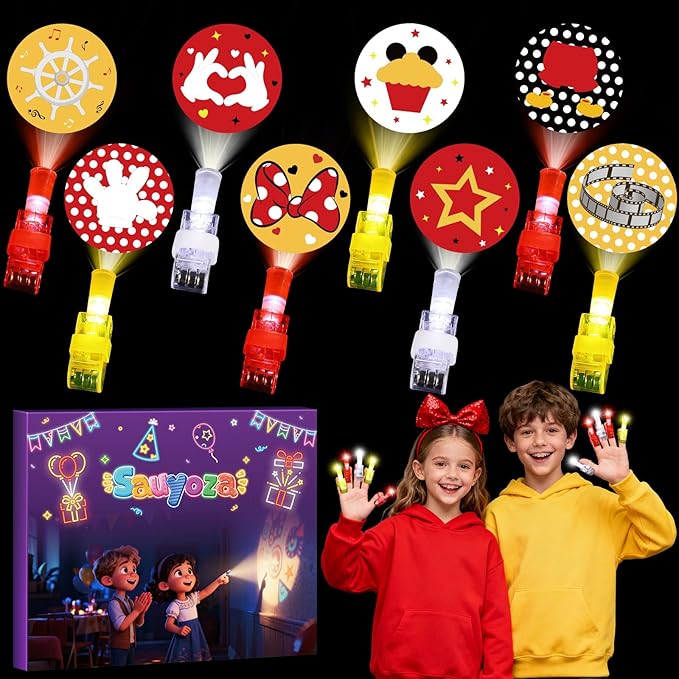 36 Pack Mouse Themed Party Favors LED Finger Lights, Classic Cartoon Goodie Bag Stuffers Classroom Treasure Box Prizes, Glow in the Dark Party Gifts for Kids
