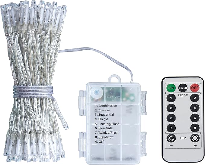 GHJ 100 LED Battery Operated Remote Control Rainproof String Fairy Lights Indoor/Outdoor for Christmas Tree Xmas Garden Party (Warm White)