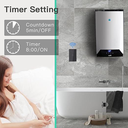 BSEED Smart Water Heater Switch,Work with Amazon Alexa,Google Assistant,WiFi Touch Switch with Smart Life APP Control and Timing Function,20A Black Water Heater Switch Suitable for Bedroom,Bathroom