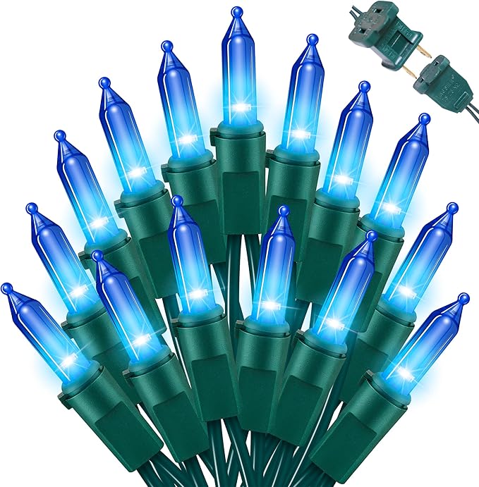 LAMPHOME Blue LED Xmas String Light 100 Count Green Wire 21.6 Ft LED Hanukkah Light for Indoor Outdoor Home Décor, Wedding Independence Day Lighting Decoration