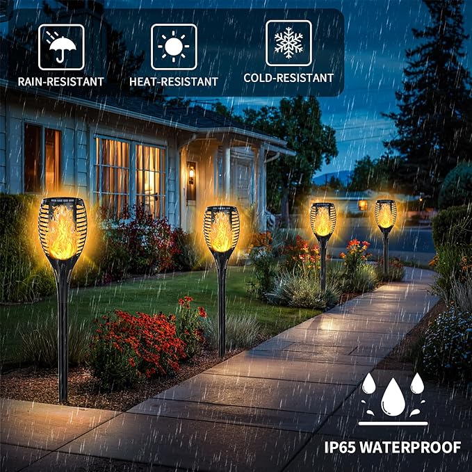 Upgraded Solar Lights Outdoor 7 Pack, Solar Torch Lights with Flickering Flame, Super Larger Size for Garden Decor, Solar Powered Outdoor Waterproof Solar Garden Lights for Pathway Patio Yard