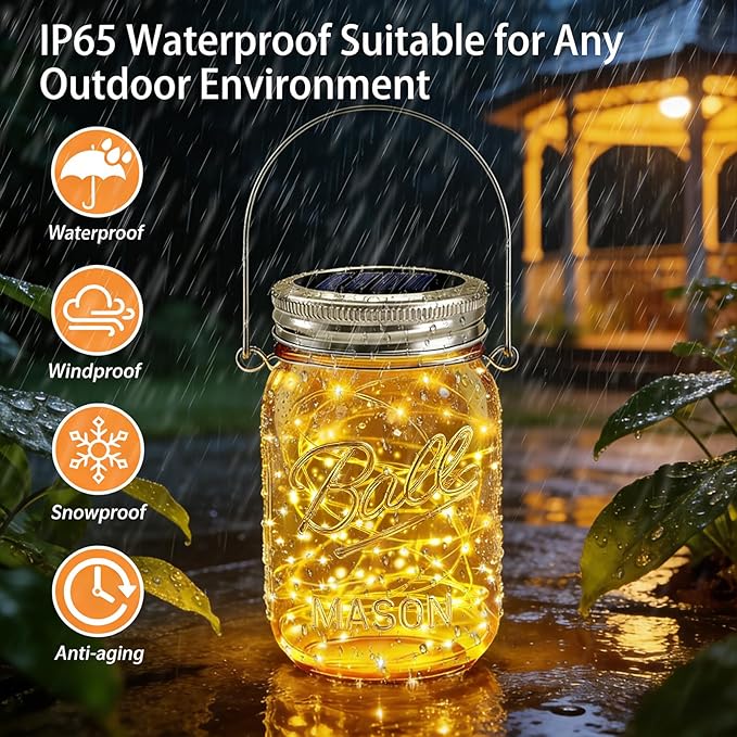 12 Pack Solar Mason Jar Lights for Outside, 30 LED Solar Mason Jar Lids Fairy Lights with 12 Hangers(No Jars) Outdoor Waterproof for DIY Patio Garden Yard Lawn Party Wedding Decoration Warm White