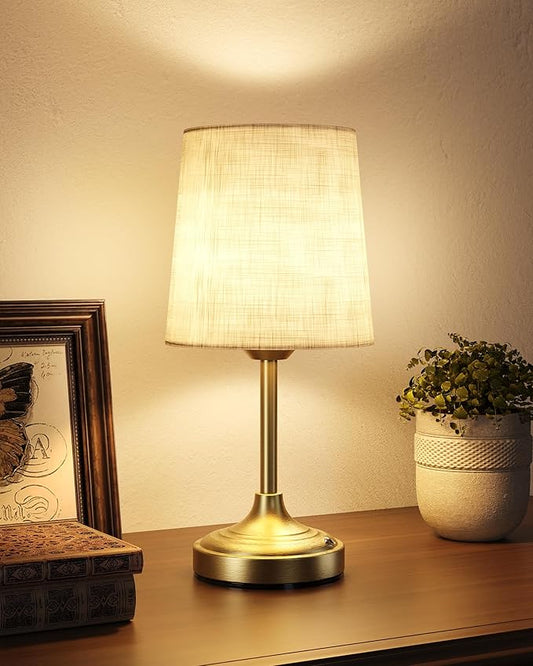 Cordless Table Lamp, 8000mAh, Ambient Light, Dimmable, Touch Control, 2700K, Small, Portable, LED, Wireless, Rechargeable, Cordless, Desk Lamp, Kitchen Lamp, Fabric Shade, for Dining Room, Bedroom