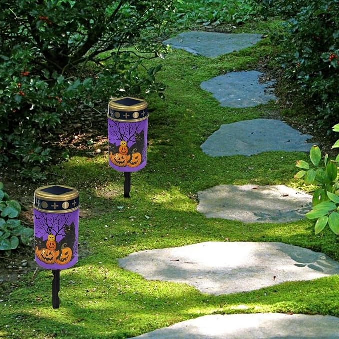 Halloween Prayer Cemetery Solar Lights for Grave Cemetery Funny Face Pumpkin Candle Lamp Corss Sunflower Grave Solar Lights Funny Face Pumpkin
