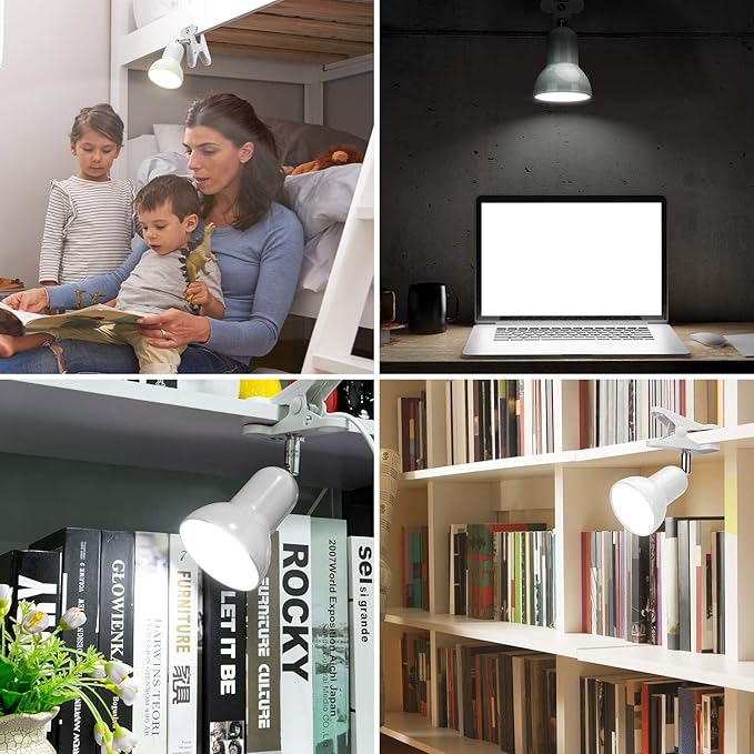 RONG&LAN Desk lamp,360° Rotation Clip on Lamp Portable Book Reading Light,Clamp on Desk/Table/Bunk Bed/Cupboard Home Lighting, (Seven Colors for Your Choice) Red