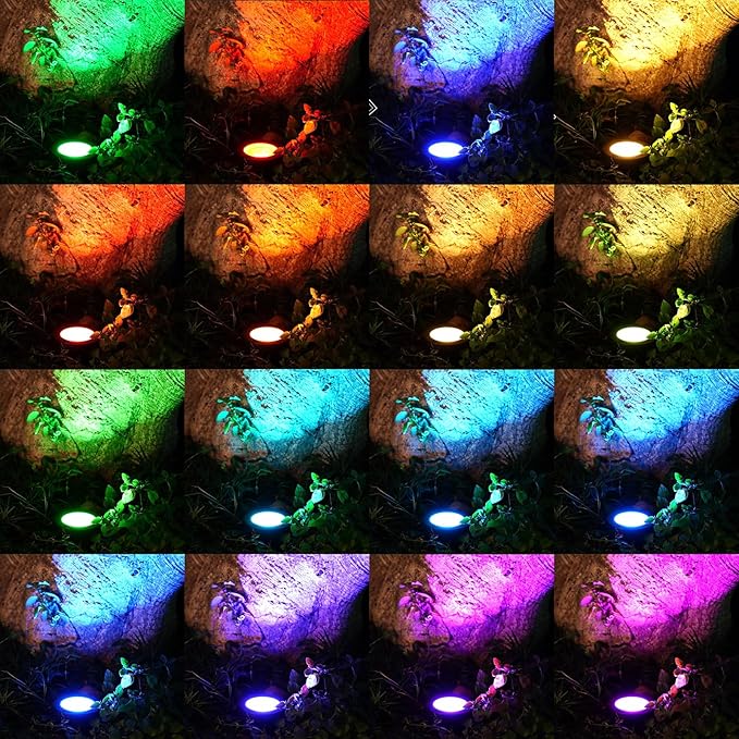 RGB Low Voltage Landscape Lights LED Color Changing Well Lights, Outdoor In Ground Light Waterproof Spotlights 12-24V Landscape Lighting for Yard Garden Pathway(20 Pack with Connectors)