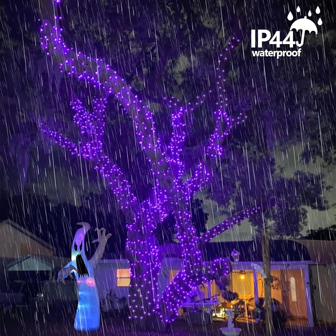 QITONG 165ft 500 LED Purple String Lights, Christmas Lights Outdoor Waterproof with 8 Modes, Green Wire Twinkle Lights Plug in Indoor