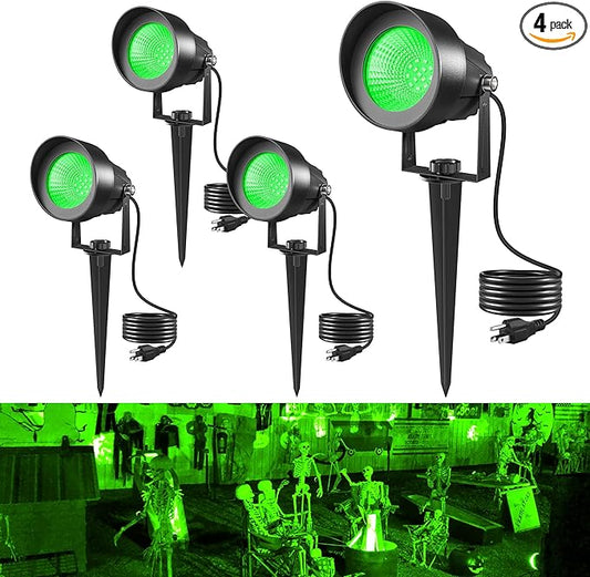 T-SUN Green Spotlight Outdoor, Waterproof LED Landscape Lighting with US Plug, Easy Install 270° Adjustable Outdoor Spot Lights for Garden Tree Yard Decor